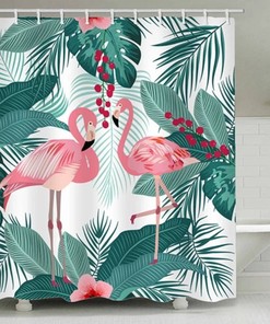 Pink Flamingos Shower and Bath Curtain Set to Energize Your Bathroom's Look