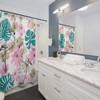 Pink Flamingos and Palm Trees Shower Curtain for Tropical Bathroom Decor