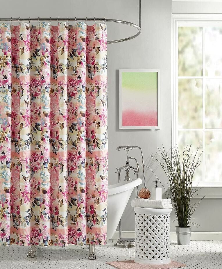 Pink Floral Bellisima Shower Curtain By Jessica Simpson For Chic Bathroom Decor