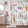 Pink Floral Bunny And Butterfly Shower Curtain For Spring And Easter Bathroom Decor By Alishomtll