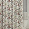 Pink Floral Damask Fabric Shower Curtain With Field Of Flowers Design For Romantic Bathroom Decor