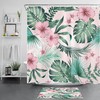 Pink Floral Palm Leaf Shower Curtain for Exotic Bathroom Decor