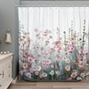 Pink Floral Romantic Wildflower Shower Curtain for Bathroom Decor