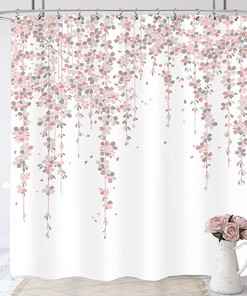 Pink Floral Shower Curtain Cherry Blossom Spring Flowers Bathroom Cloth Fabric