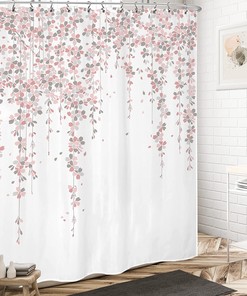 Pink Floral Shower Curtain Cherry Blossom Spring Flowers Bathroom Cloth Fabric