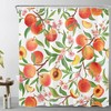Pink Floral Shower Curtain With Green Leaf On White Background,