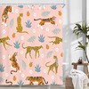 Pink Floral Tiger Leopard Fabric Shower Curtain for Girly Bathroom Decor