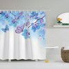 Pink Flower Butterfly Design Print Shower Curtain For Artistic Bathroom