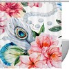 Pink Flower Peacock Feather Fabric Shower Curtain for Bathroom Decor
