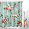 Pink Flower Pretty Colorful Rose Green Leaves Floral Shower Curtain