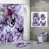 Pink Flower Skull Fabric Shower Curtain - Vintage Flower Bathroom Decor 