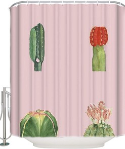 Pink Flowers And Succulents Shower Curtain For A Girly Bathroom