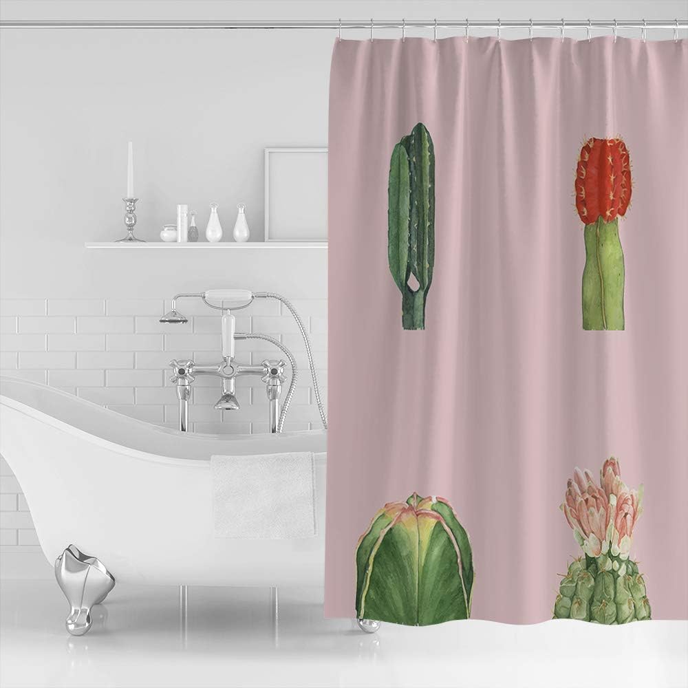 Pink Flowers And Succulents Shower Curtain For A Girly Bathroom - Image 2