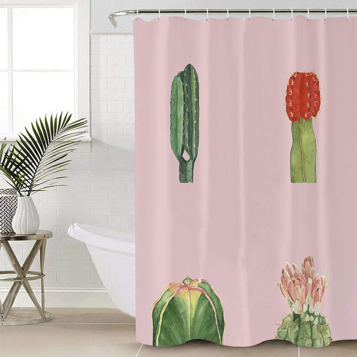 Pink Flowers And Succulents Shower Curtain For A Girly Bathroom - Image 4