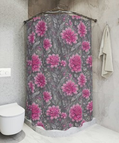 Pink Flowers Shower Curtain For A Girly Bathroom Style