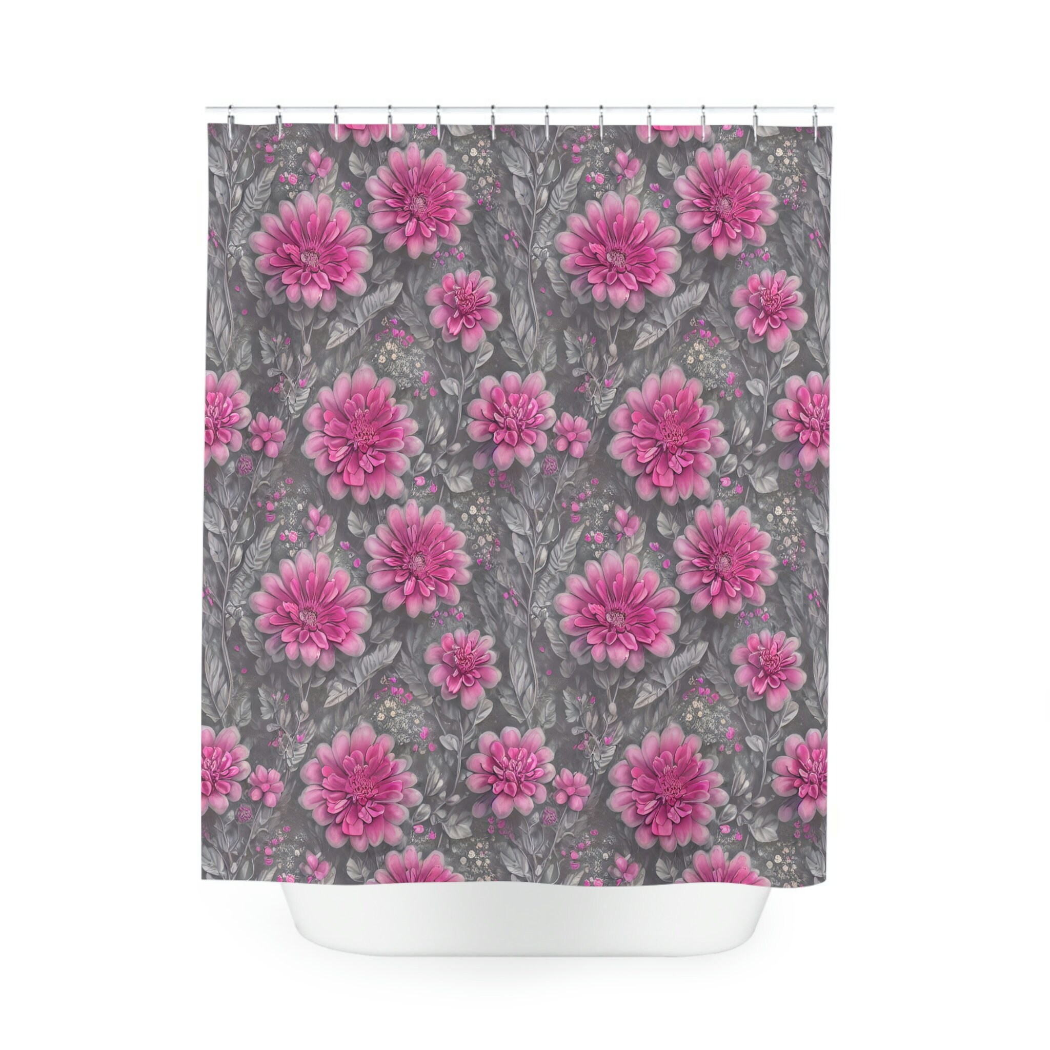 Pink Flowers Shower Curtain For A Girly Bathroom Style