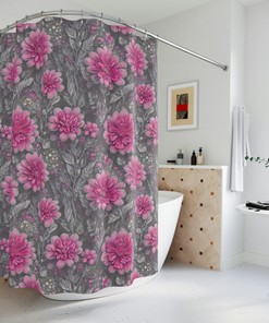 Pink Flowers Shower Curtain For A Girly Bathroom Style