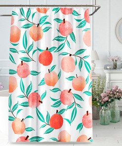 Pink Fruit Waterproof Fabric Shower Curtain for Bathroom Decor