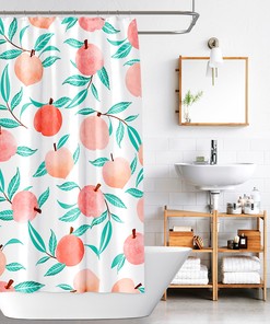Pink Fruit Waterproof Fabric Shower Curtain for Bathroom Decor