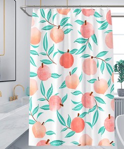 Pink Fruit Waterproof Fabric Shower Curtain for Bathroom Decor
