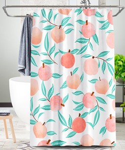 Pink Fruit Waterproof Fabric Shower Curtain for Bathroom Decor