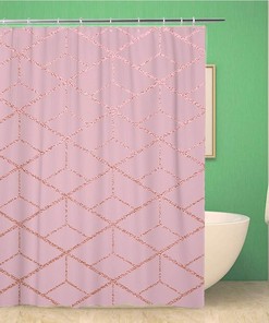 Pink Glossy Rose Quartz Pattern Bath Curtain With Luxury Design