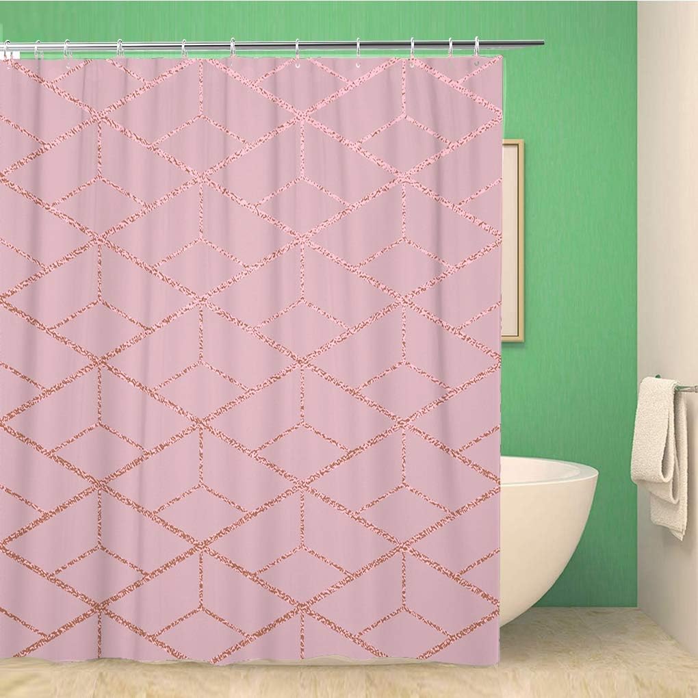 Pink Glossy Rose Quartz Pattern Bath Curtain With Luxury Design