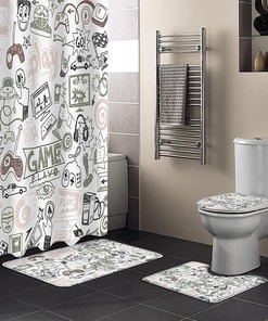 Pink Graffiti Play Games Shower Curtain Full Size