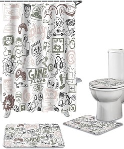 Pink Graffiti Play Games Shower Curtain Full Size