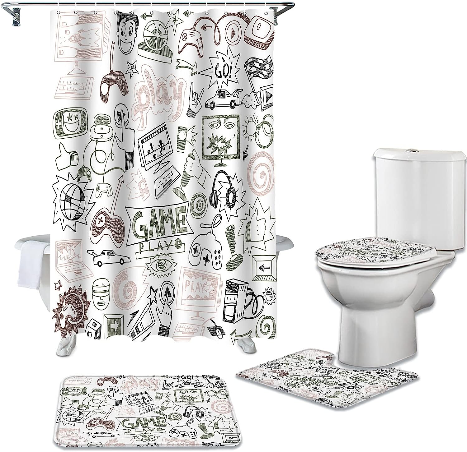 Pink Graffiti Play Games Shower Curtain Full Size