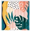 Pink Green Boho Geometric Leaves Unique Shower Curtain For Modern Bathroom Decor