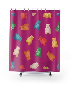 Pink Gummy Bear Shower Curtain, Unique Design For Fun And Playful Bathroom Decor