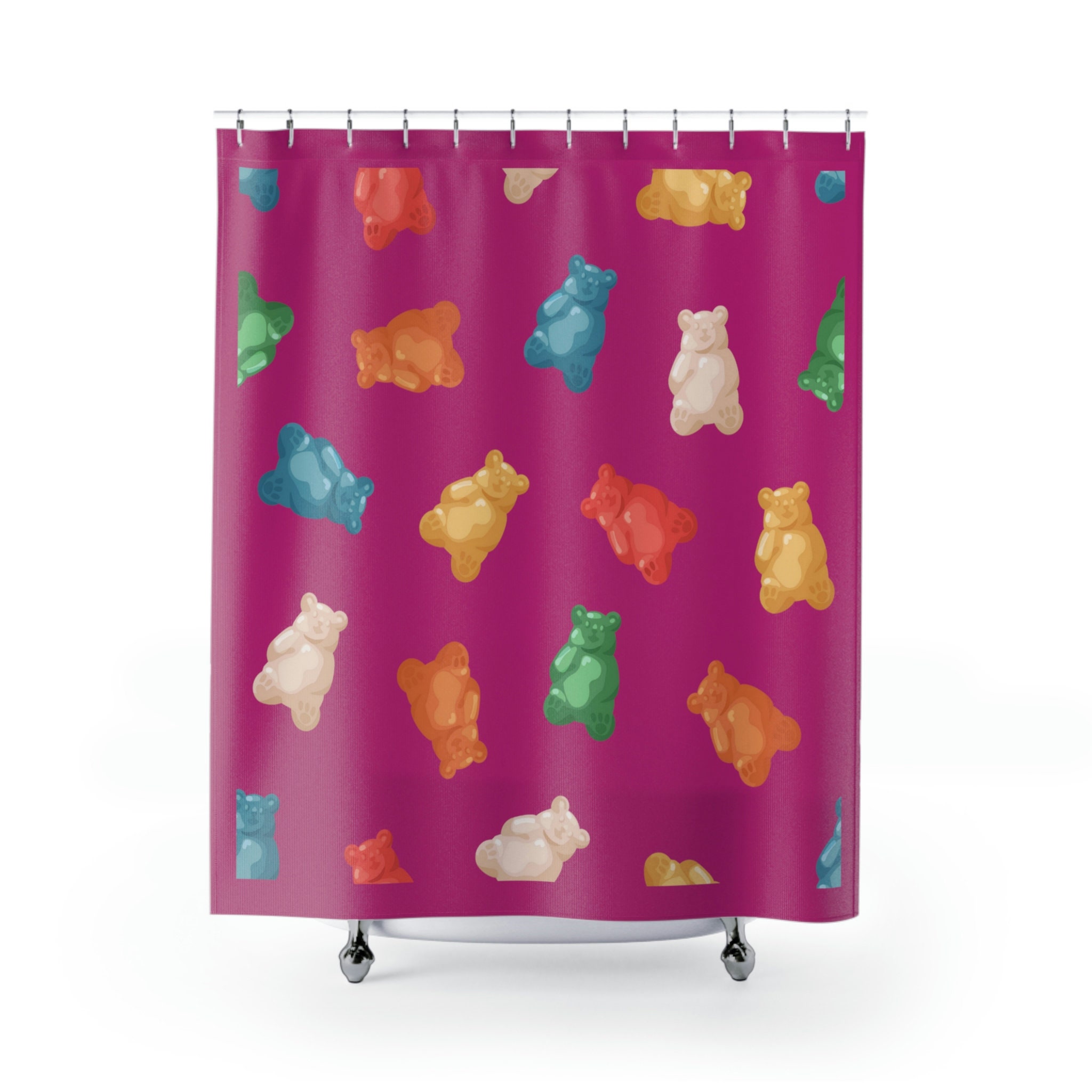 Pink Gummy Bear Shower Curtain, Unique Design For Fun And Playful Bathroom Decor