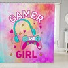 Pink Headset Gamepad Vide Games Gaming Shower Curtain for Kids Girls Teens Room Decor
