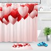 Pink Heart Balloons Red Shower Curtain for Valentine's Day Bathroom Decor