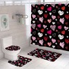 Pink Heart Bath Shower Curtain Bath Lid Waterproof for Valentine's Day