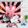Pink Heart Couple of Swans Waterproof Shower Curtain for Bathroom Decor on Valentine's Day