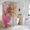 Pink Heart Shower Curtain with Gold Accents for Your Artistic Bathroom