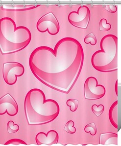 Pink Hearts Waterproof Washable Bath Curtain for A Cheerful and Easy to Clean Bathroom