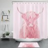 Pink Highland Cow Safari Animal Shower Curtain - Wildlife Bathroom Decor