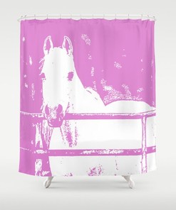 Pink Horse Shower Curtain - Feminine and Chic Horse Print Bathroom Decor