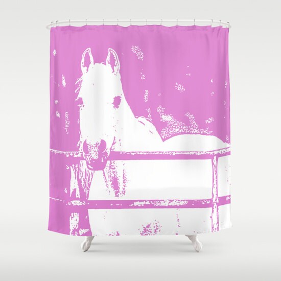 Pink Horse Shower Curtain - Feminine and Chic Horse Print Bathroom Decor