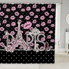 Pink Lips Print Paris Eiffel Tower Shower Curtain for Lovers and Couples Room Decor