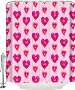 Pink Love Heart Floral Texture Shower Curtain - LB Valentine's Day Bathroom Accessories