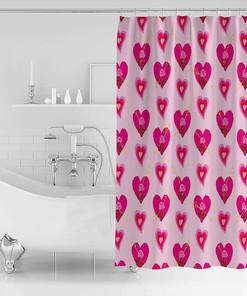 Pink Love Heart Floral Texture Shower Curtain - LB Valentine's Day Bathroom Accessories