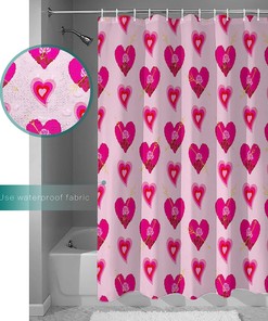 Pink Love Heart Floral Texture Shower Curtain - LB Valentine's Day Bathroom Accessories