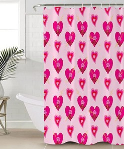 Pink Love Heart Floral Texture Shower Curtain - LB Valentine's Day Bathroom Accessories