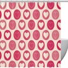 Pink Love Heart Pattern Geometric Shower Curtain, Romantic Bathroom Decor