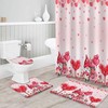 Pink Love Heart Tree Gnomes and Roses Bathroom Shower Curtain