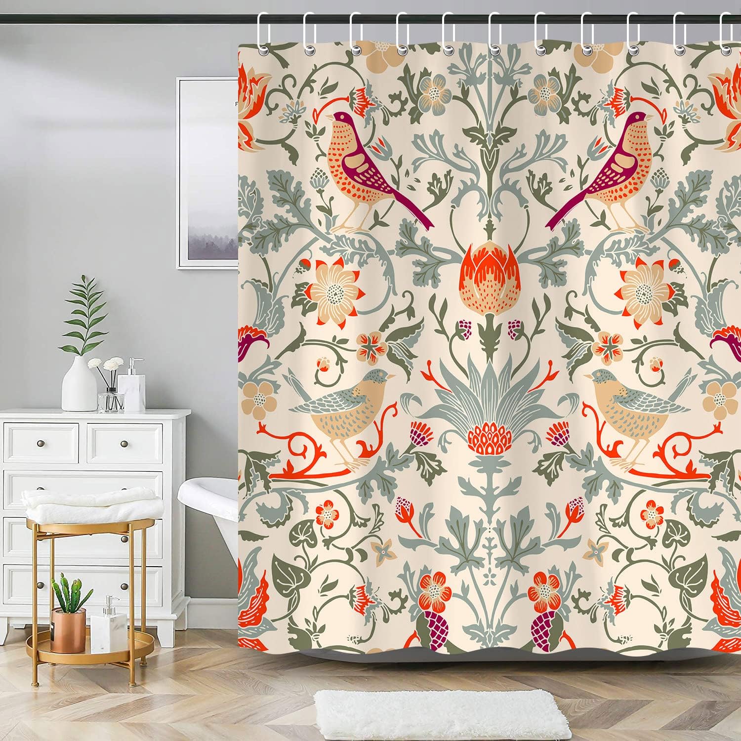 Pink Mexican Garden Art Floral Best Shower Curtain For A Colorful Bathroom - Image 2